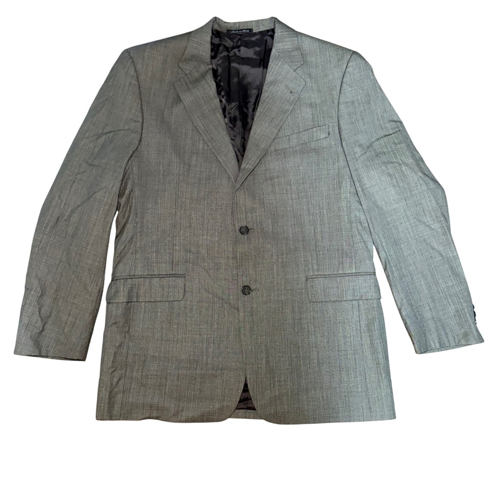 Murano Mens Gray 100%Wool Blazer Sport Coat Made in Italy Size 42L Formal Luxury